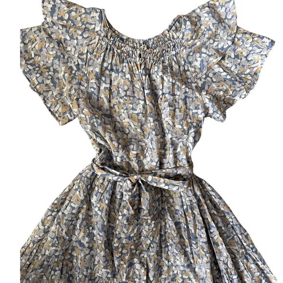 Mirth Vienna Silk Blend Belted Ruffled Floral Print Maxi Dress Green Size XS - Picture 9 of 13